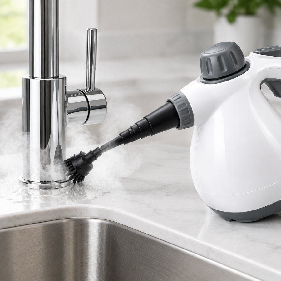 Precision nozzle cleaning around a faucet base