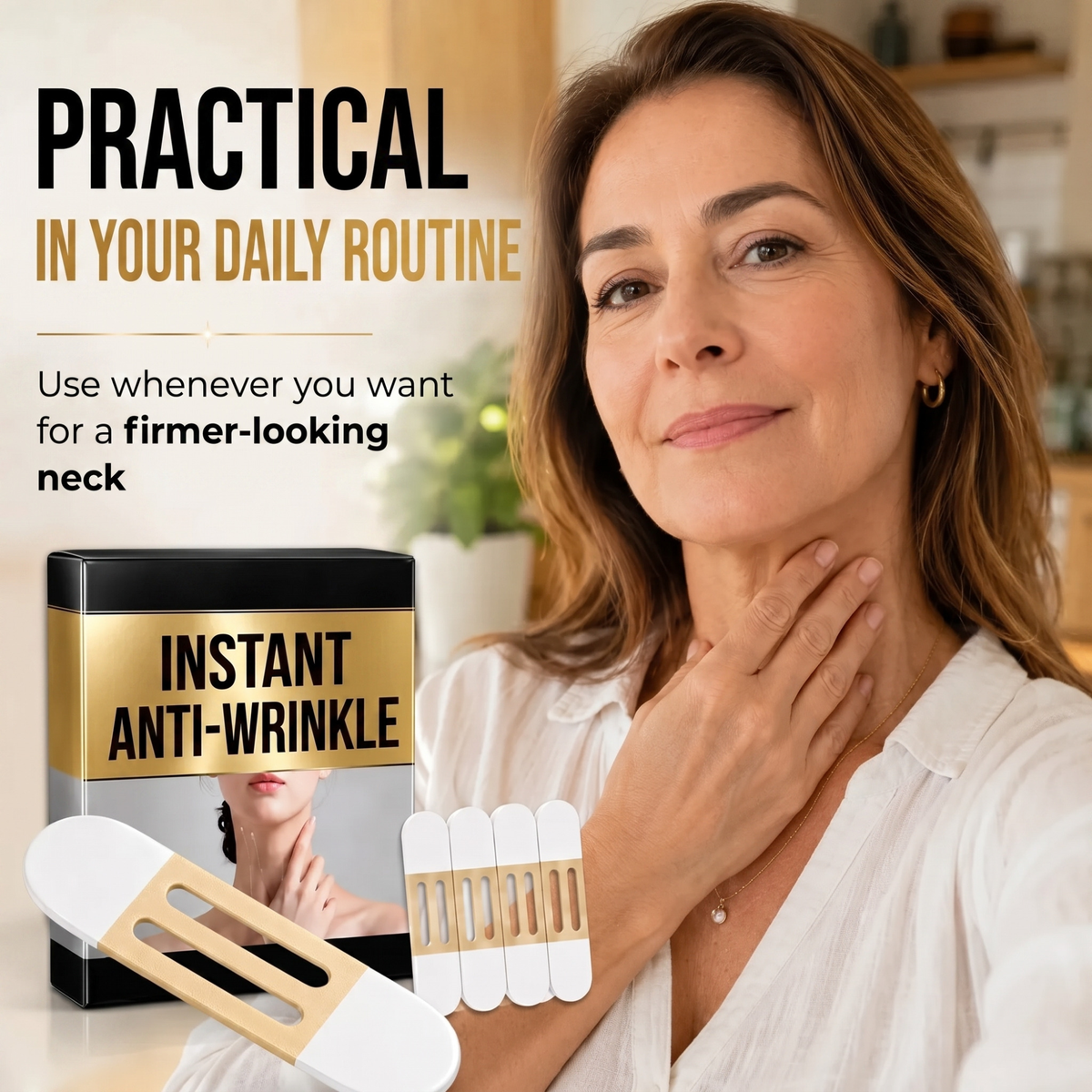Invisible Neck & Jawline Lift Strips - Instant Contour Effect - 60 Strips + Hairstyle Guide