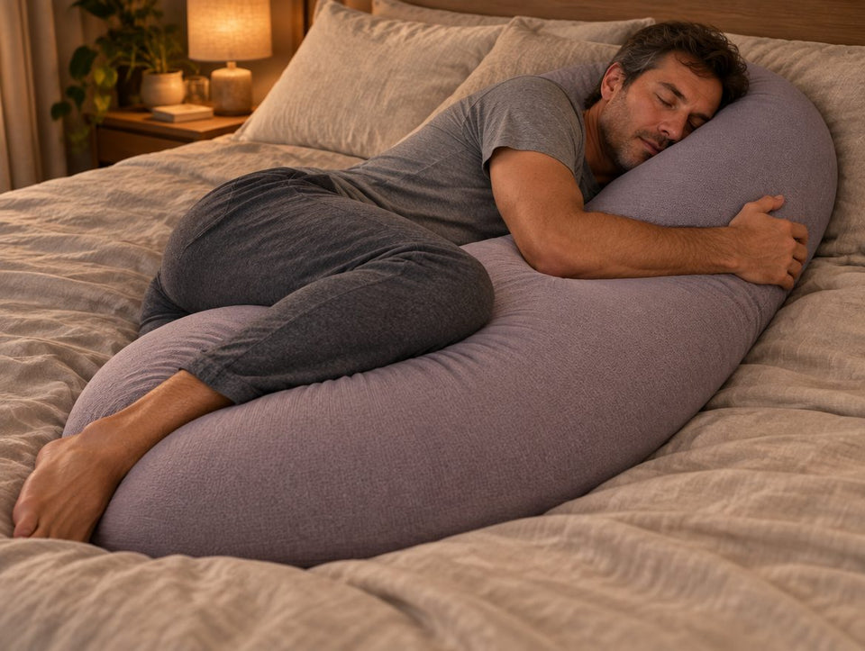 Side sleeper with the top knee over the pillow's core