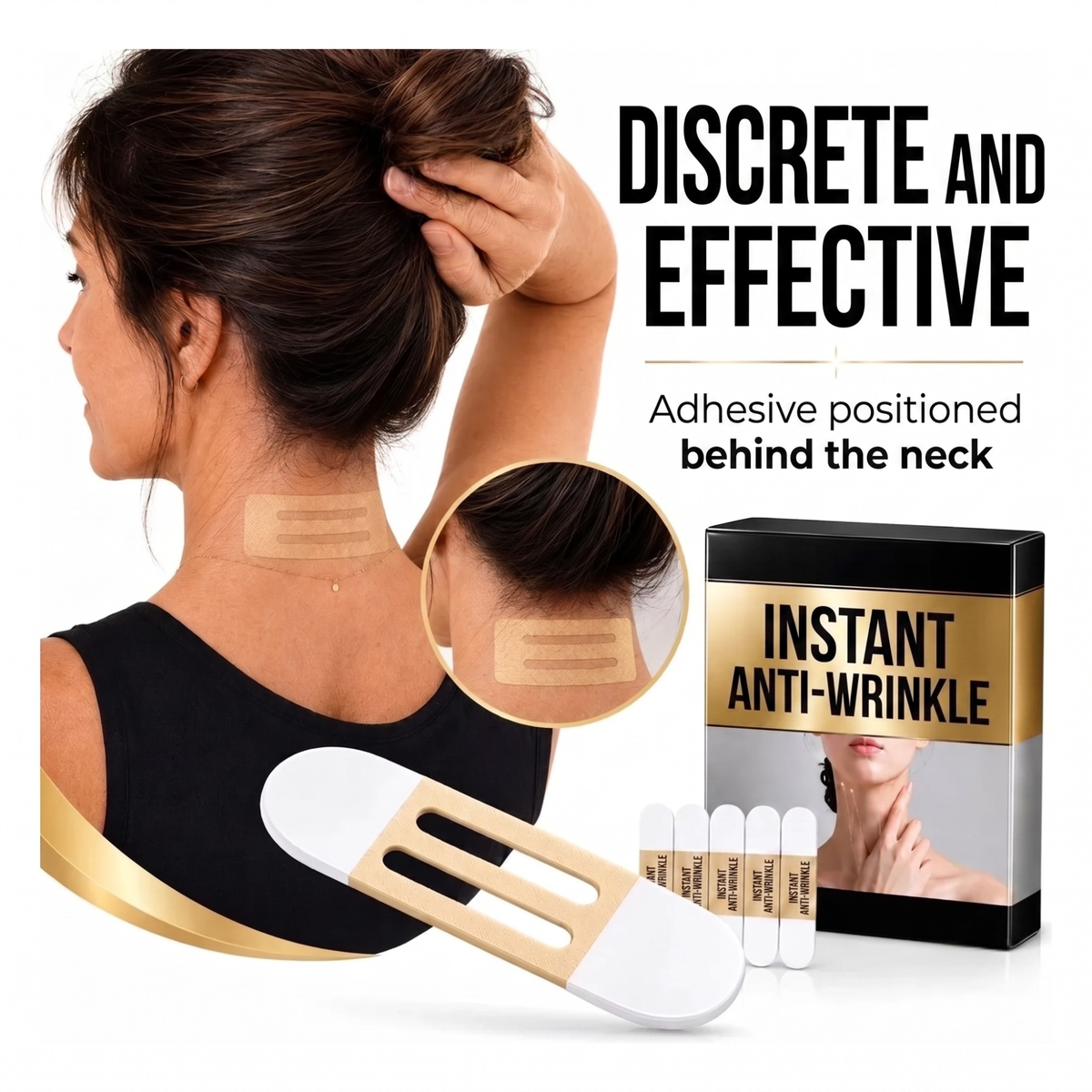 Invisible Neck & Jawline Lift Strips - Instant Contour Effect - 60 Strips + Hairstyle Guide