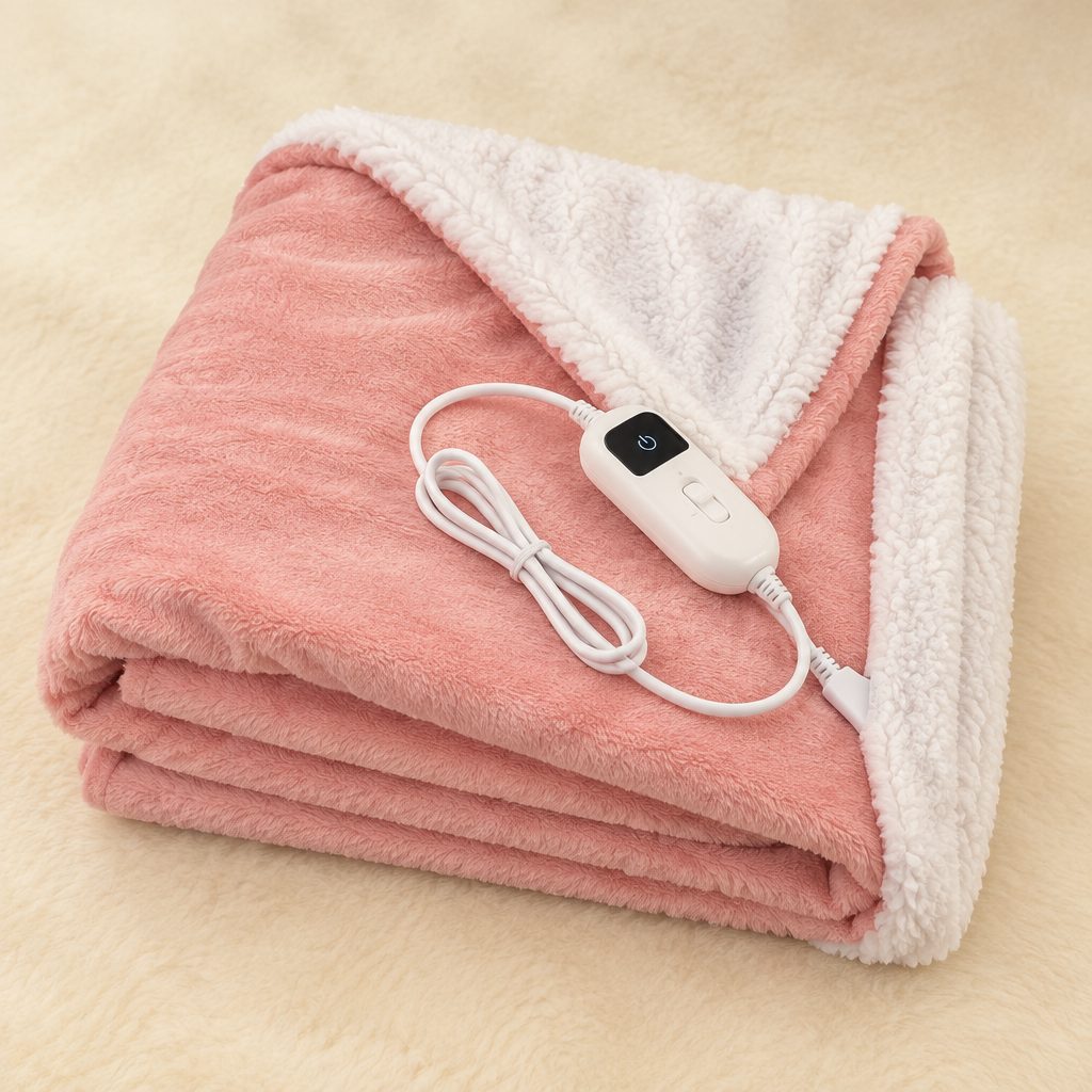 Hearthrow heated throw folded with its detachable controller